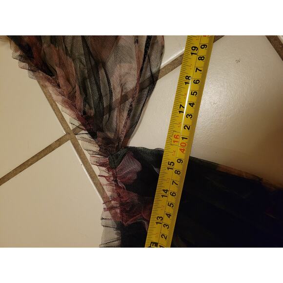 NWT Boohoo Off The Shoulder Mesh Floral Ruched Maxi Dress Black Womens Size 10 - Picture 9 of 11